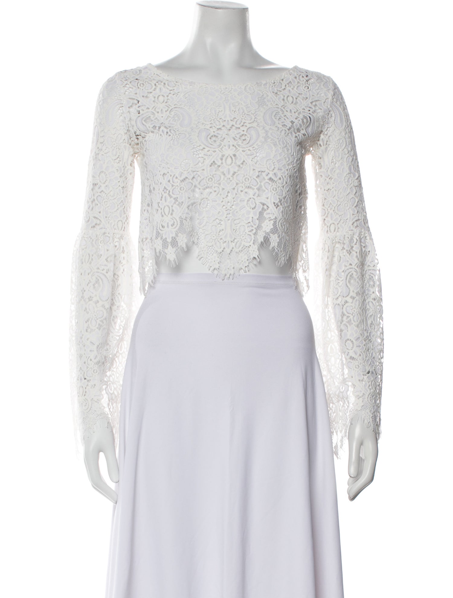 For Love & Lemons Lace Pattern Bateau Neckline Crop Top