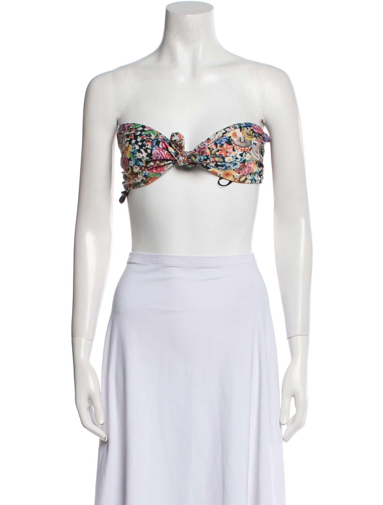 For Love & Lemons Floral Print Strapless Crop Top