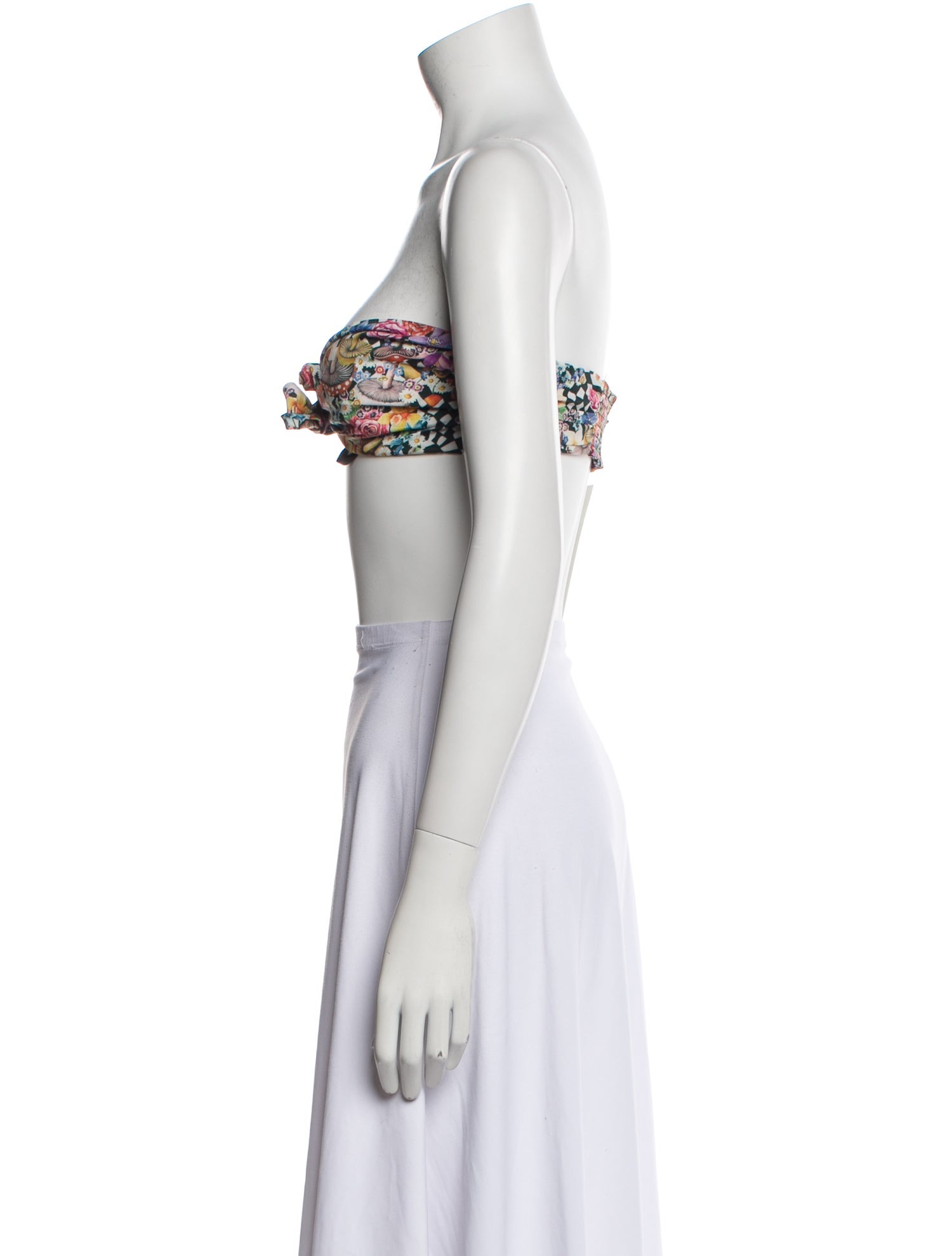 For Love & Lemons Floral Print Strapless Crop Top