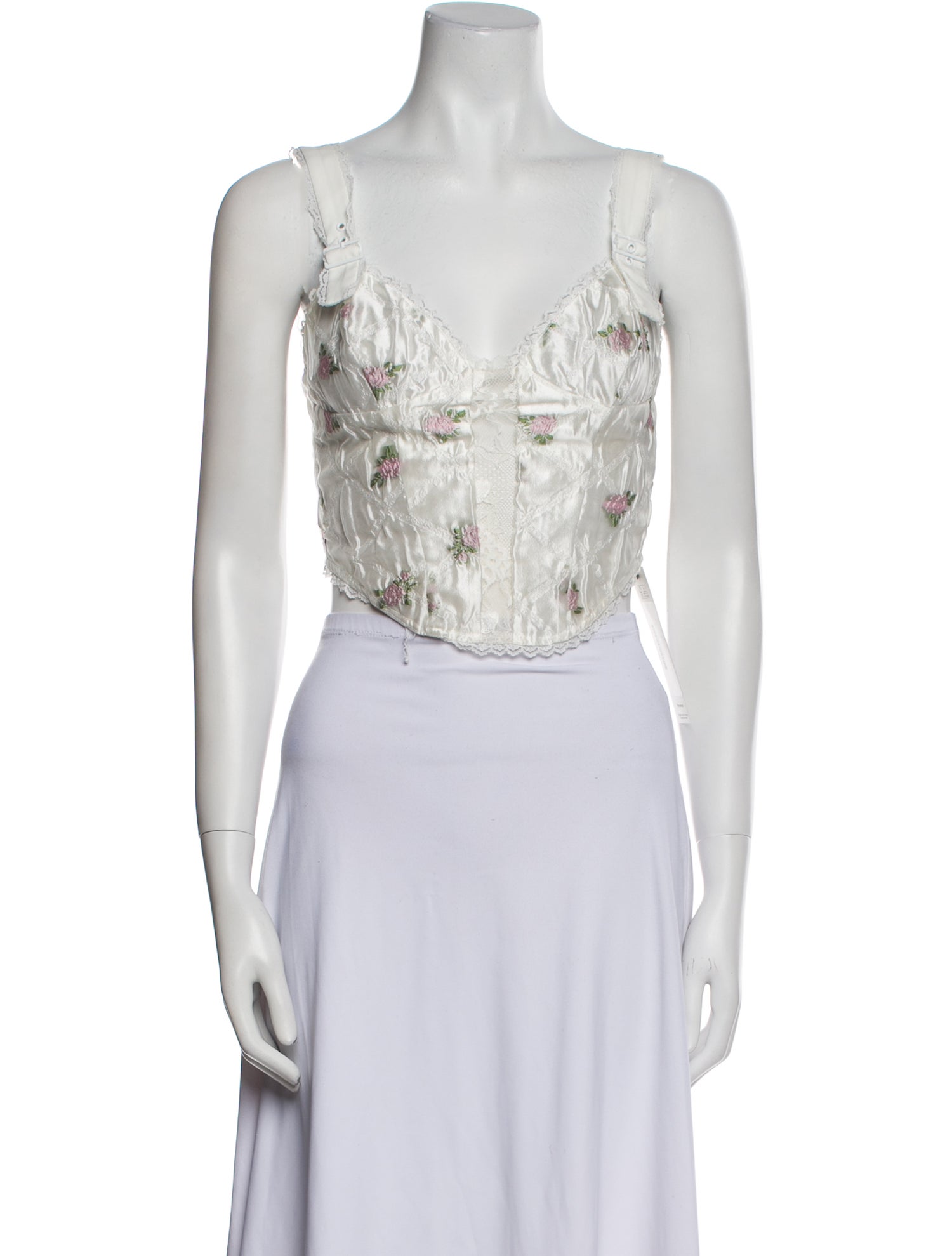 For Love & Lemons Floral Print V-Neck Crop Top