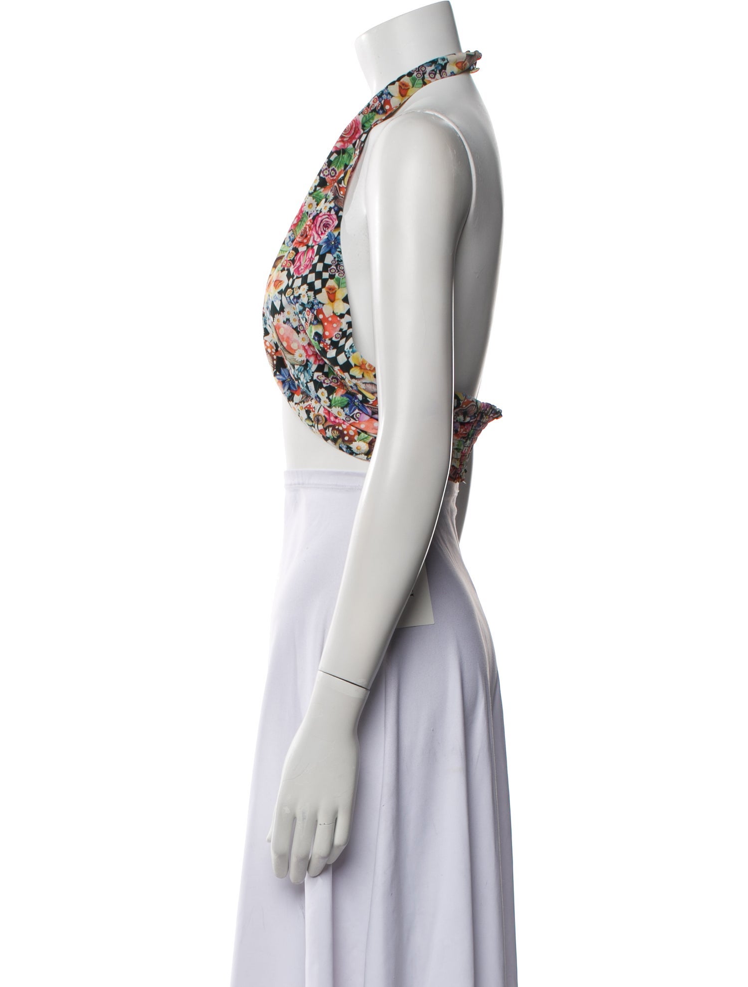 For Love & Lemons Floral Print Halterneck Crop Top