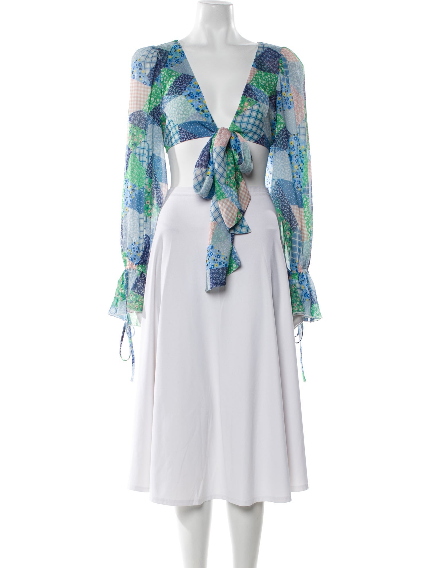 For Love & Lemons Floral Print V-Neck Crop Top w/ Tags