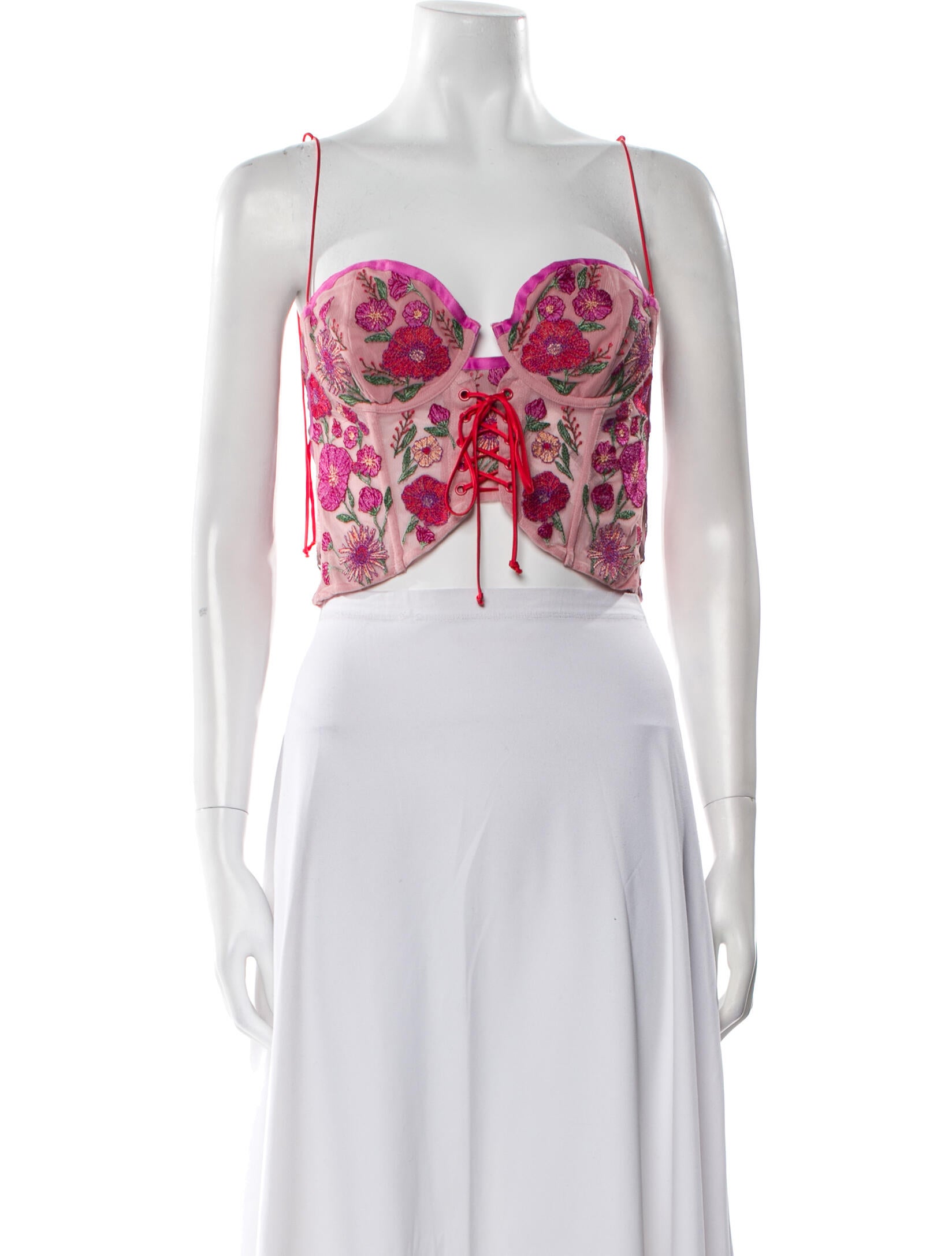 For Love & Lemons Paisley Print Square Neckline Crop Top