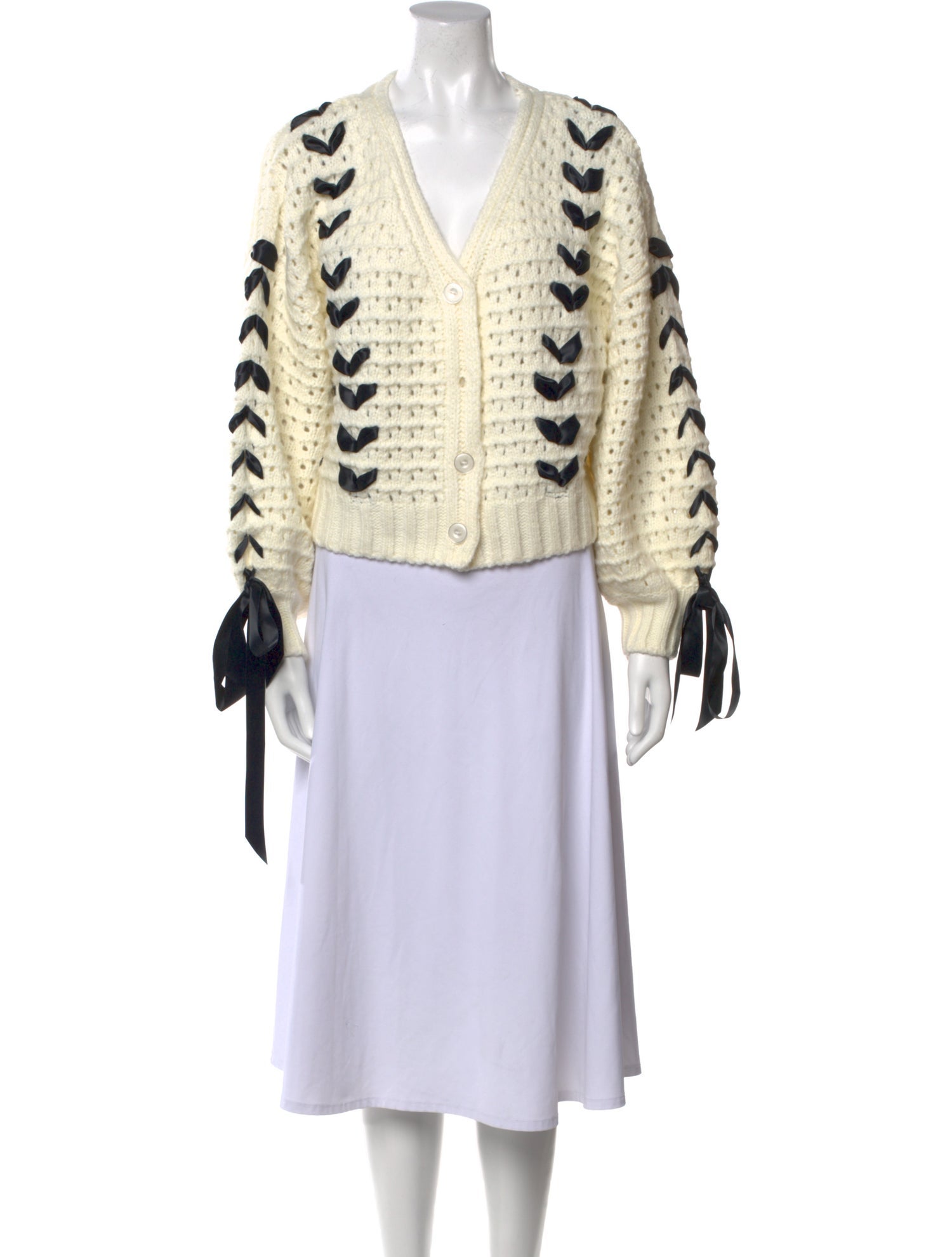 For Love & Lemons Striped V-Neck Sweater