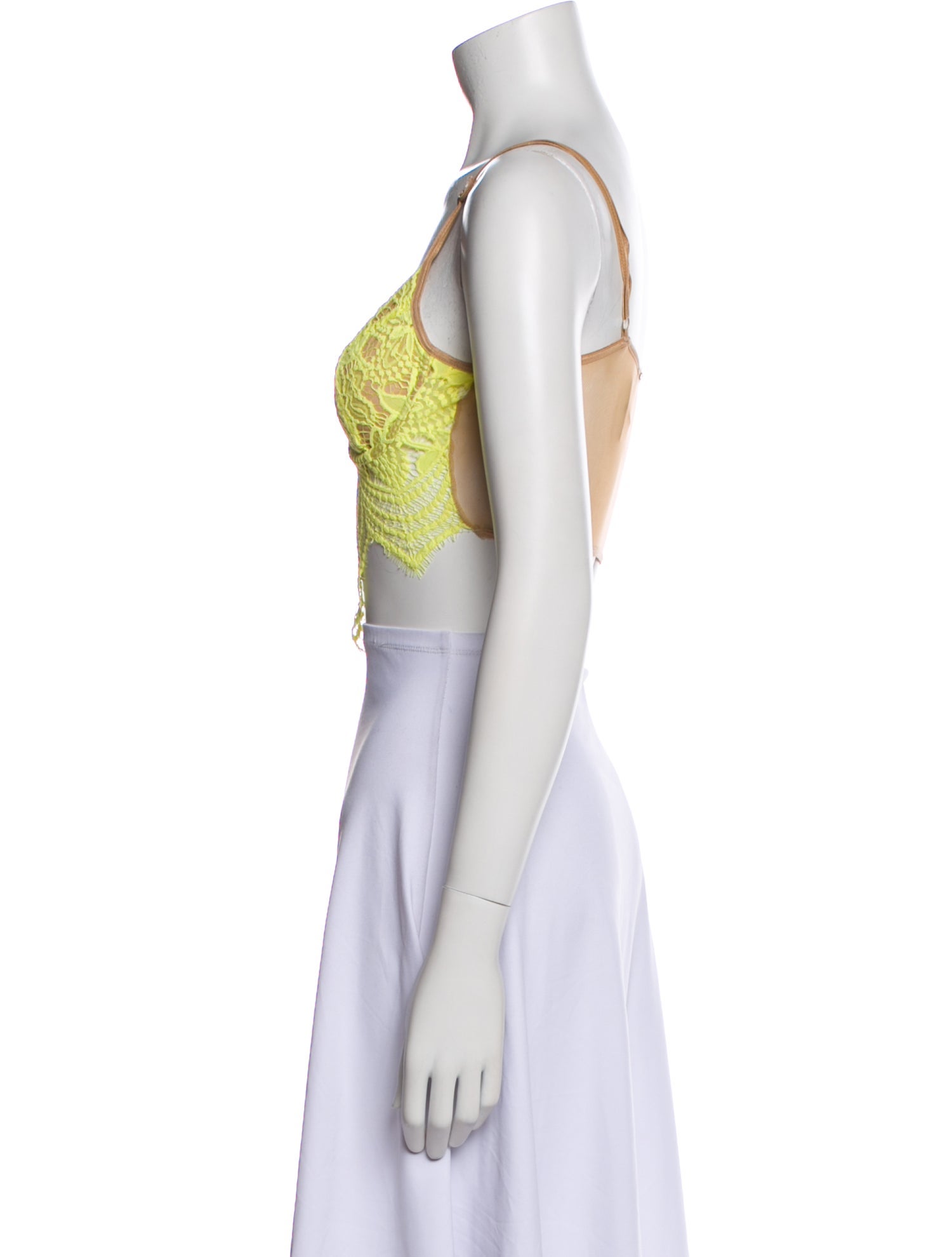 For Love & Lemons Lace Pattern V-Neck Crop Top