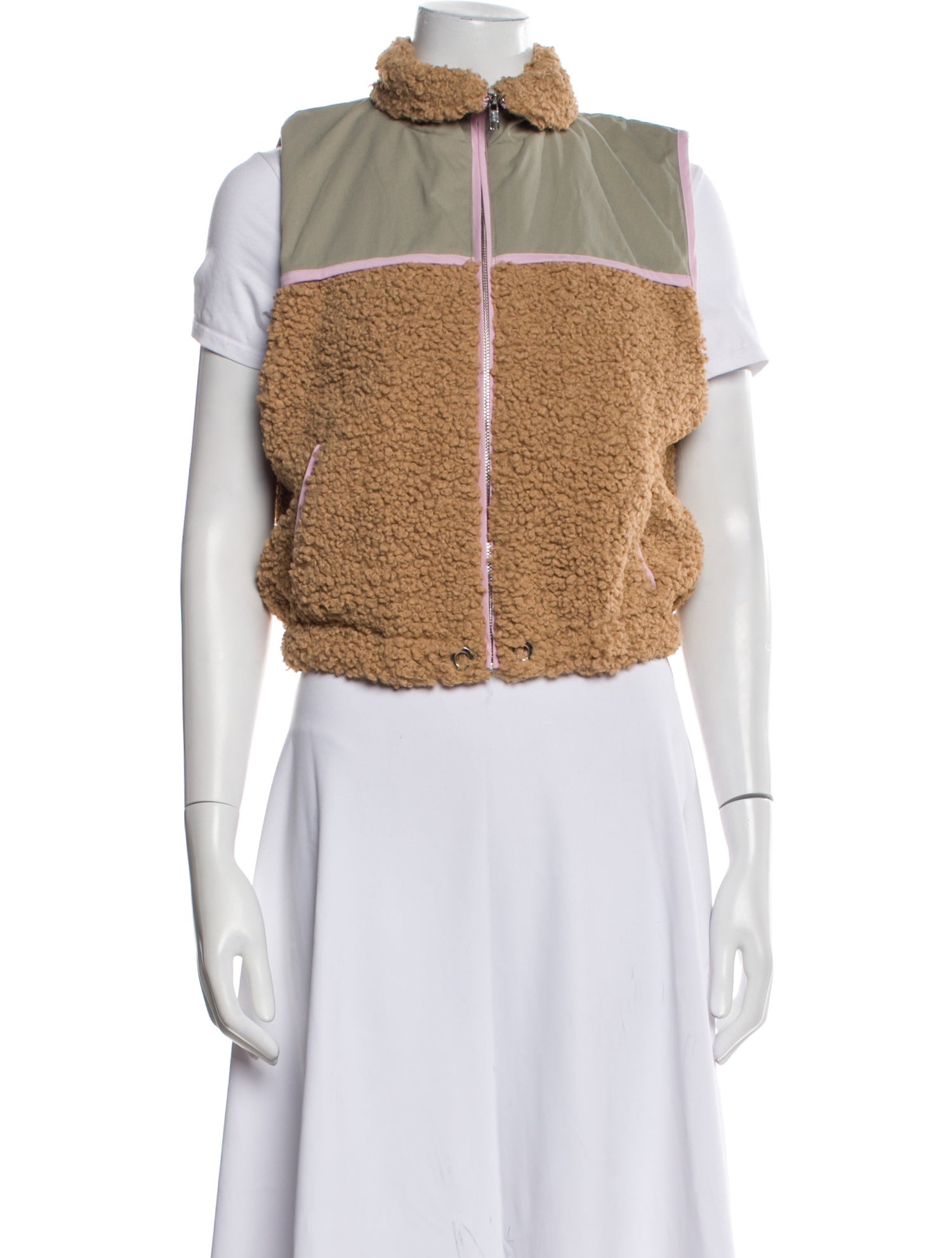 For Love & Lemons Faux Fur Colorblock Pattern Vest