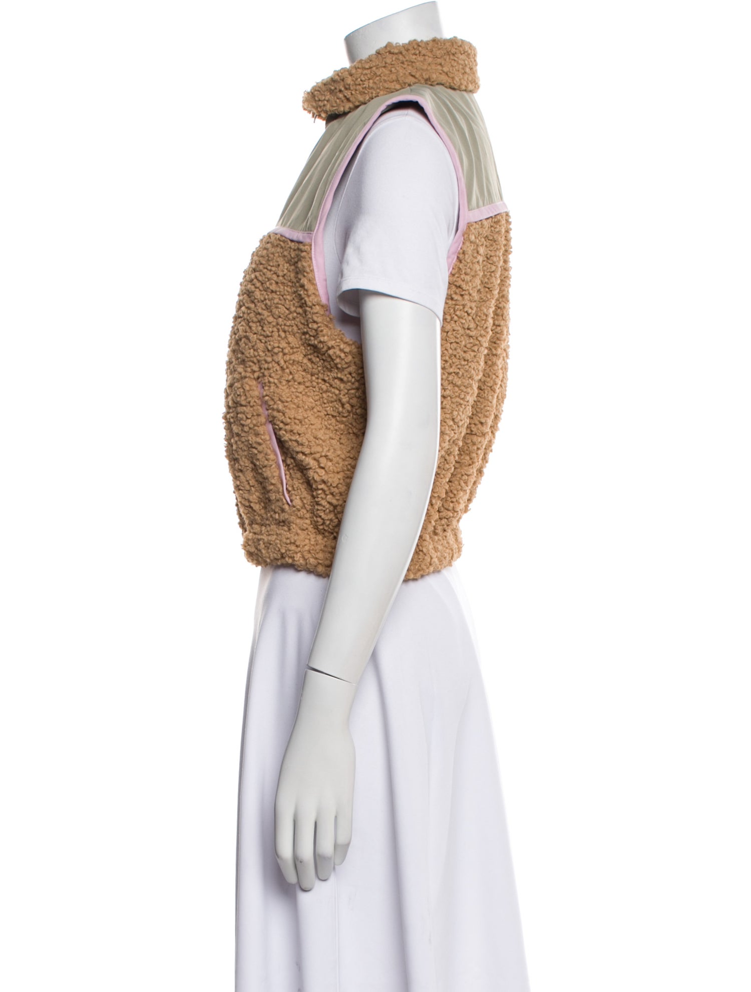 For Love & Lemons Faux Fur Colorblock Pattern Vest