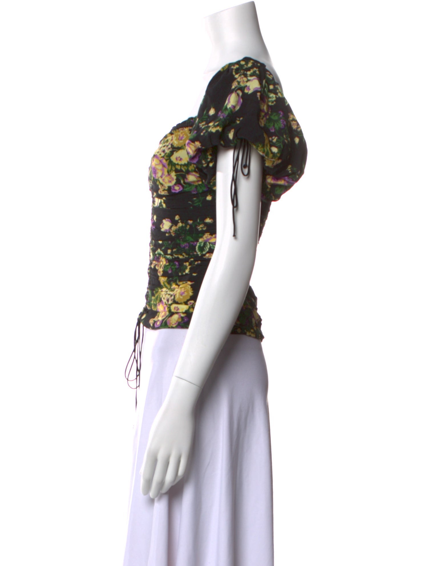 For Love & Lemons Floral Print Square Neckline Crop Top