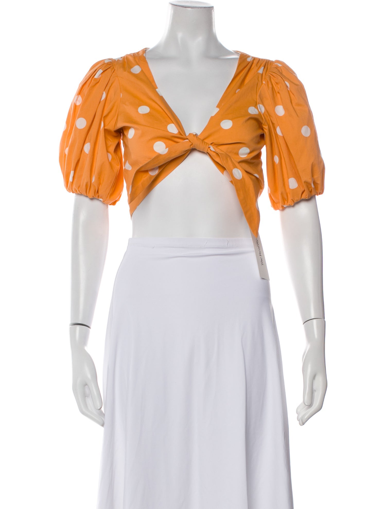 For Love & Lemons Polka Dot Print V-Neck Crop Top