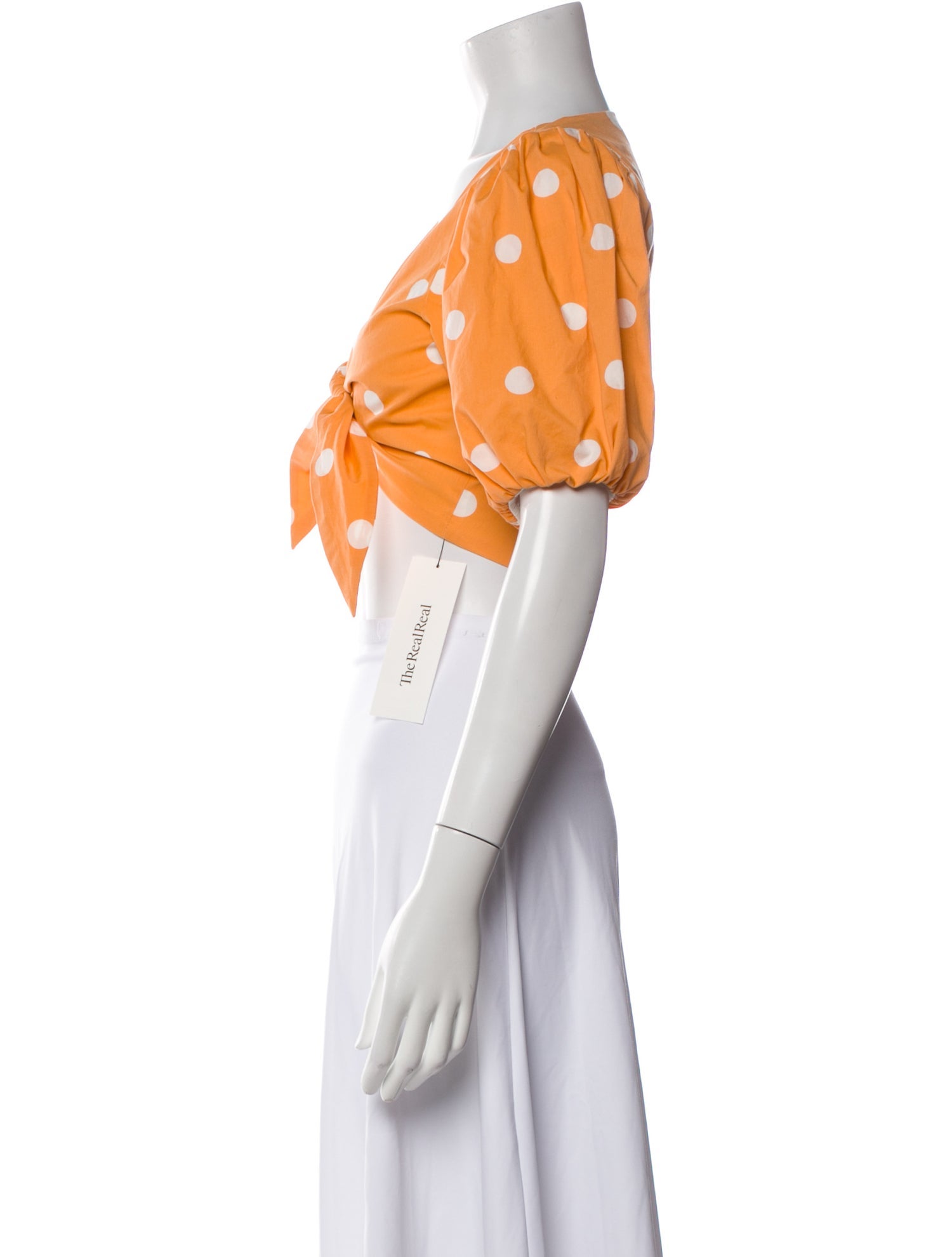 For Love & Lemons Polka Dot Print V-Neck Crop Top