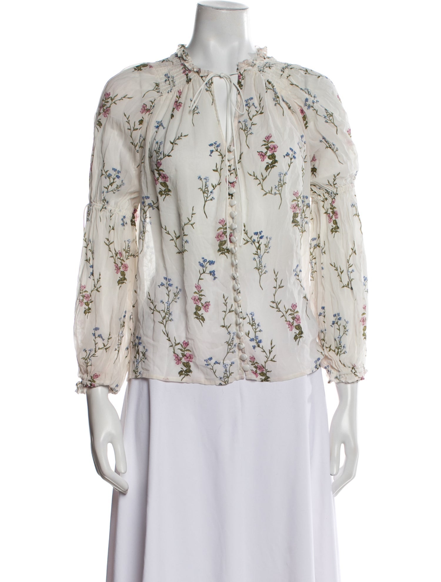 For Love & Lemons Silk Floral Print Blouse