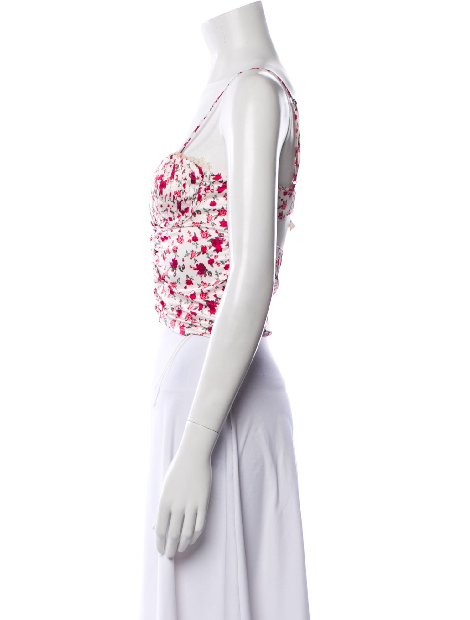 For Love & Lemons Linen Floral Print Crop Top