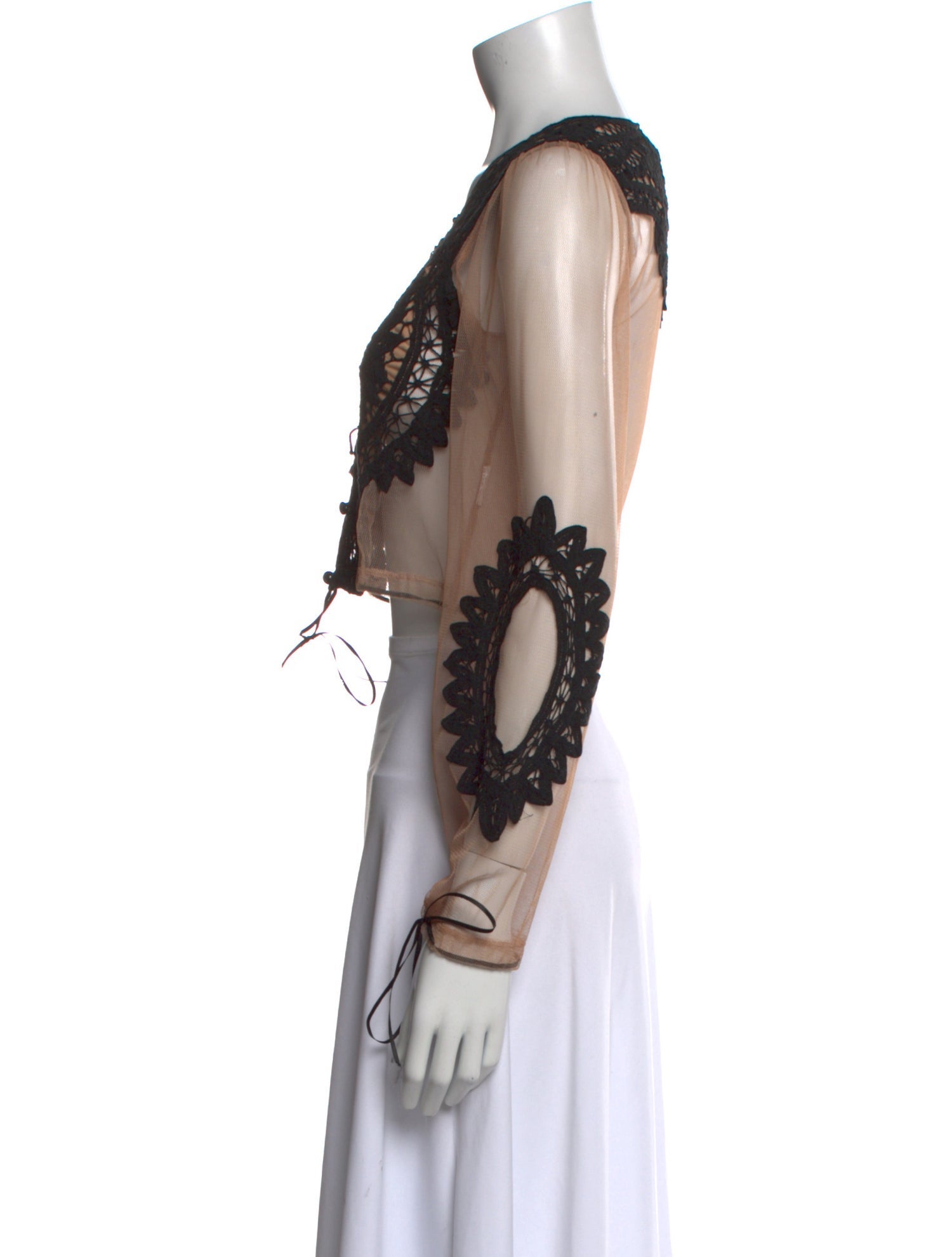 For Love & Lemons Lace Pattern V-Neck Crop Top