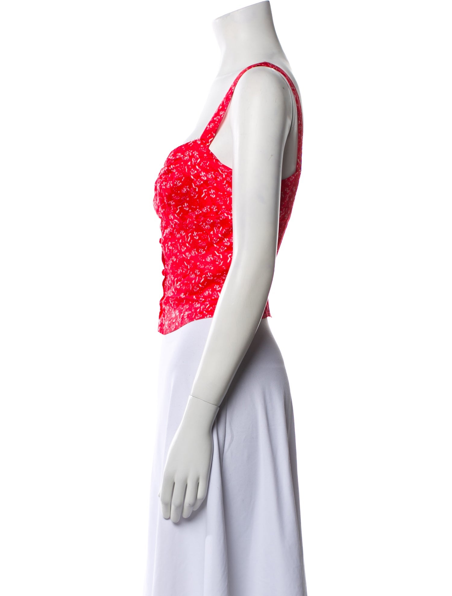 For Love & Lemons Printed Square Neckline Crop Top