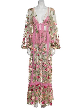 For Love & Lemons Floral Print Long Dress