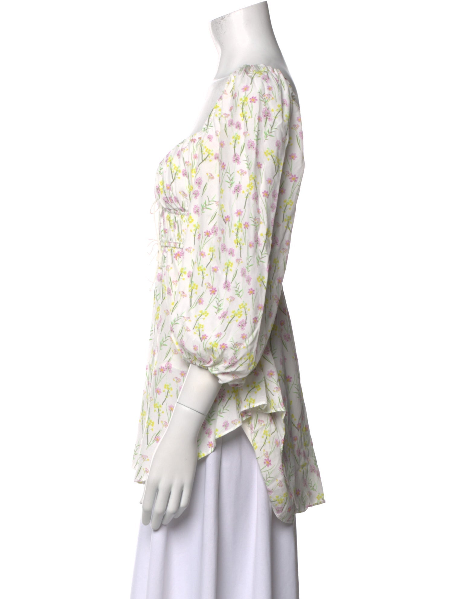 For Love & Lemons Floral Print Scoop Neck Blouse