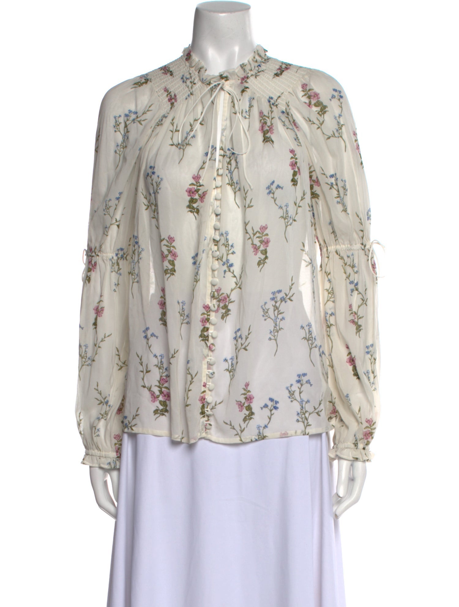 For Love & Lemons Silk Floral Print Blouse
