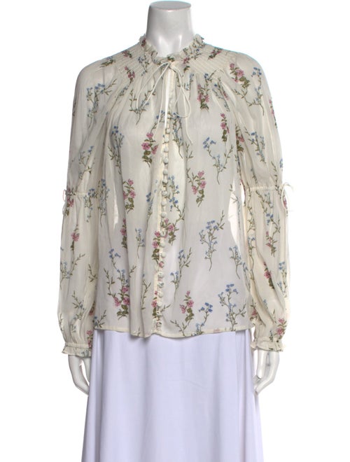 For Love & Lemons Silk Floral Print Blouse