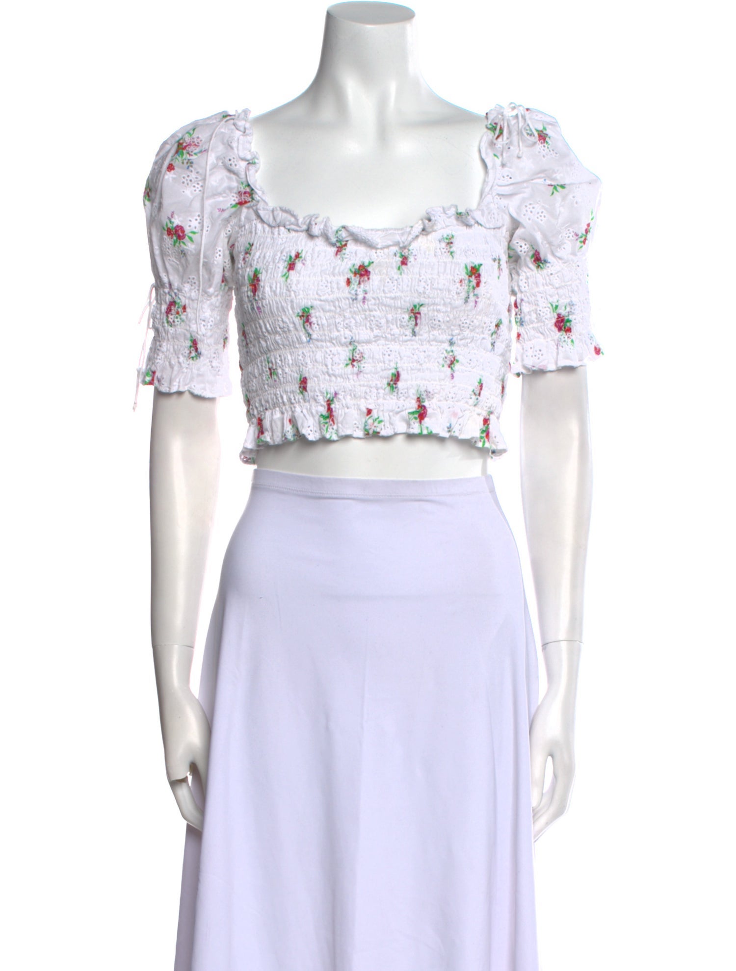 For Love & Lemons Floral Print Square Neckline Crop Top