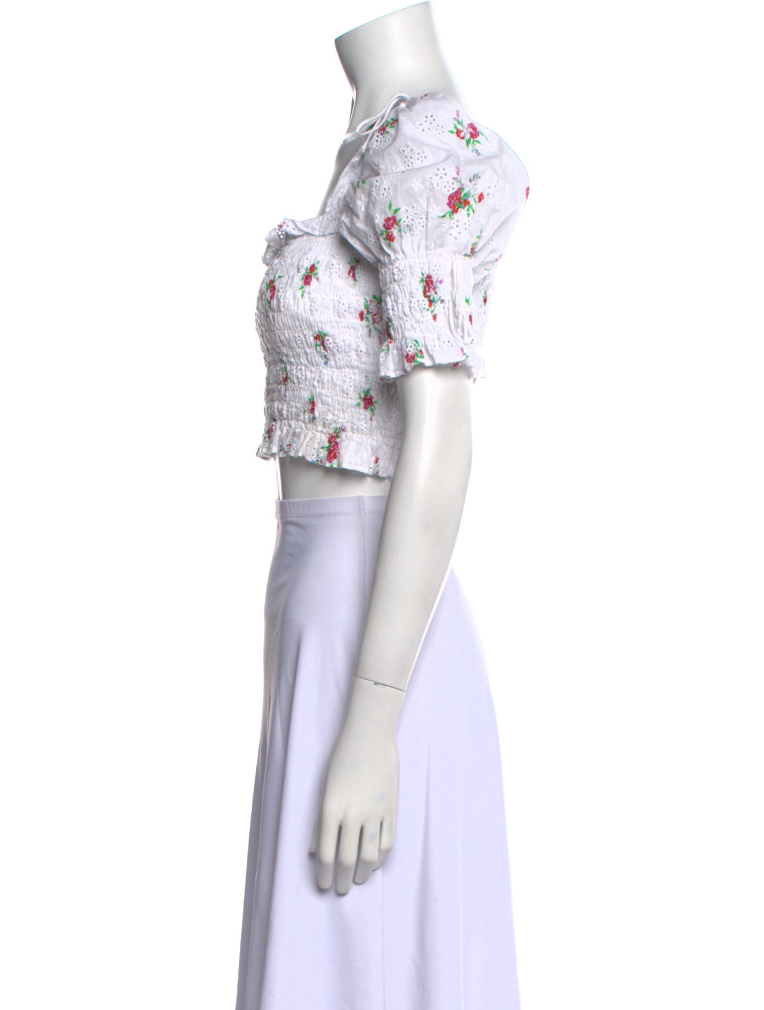 For Love & Lemons Floral Print Square Neckline Crop Top