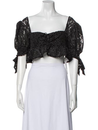 For Love & Lemons Polka Dot Print Square Neckline Crop Top