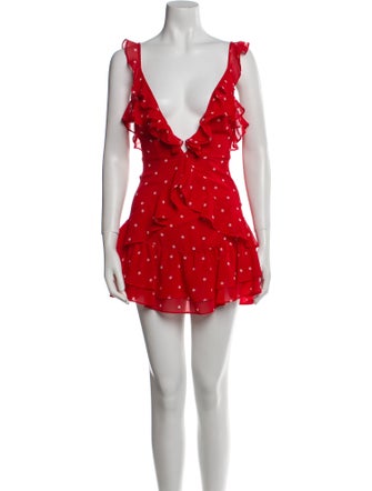 For Love & Lemons Polka Dot Print Mini Dress