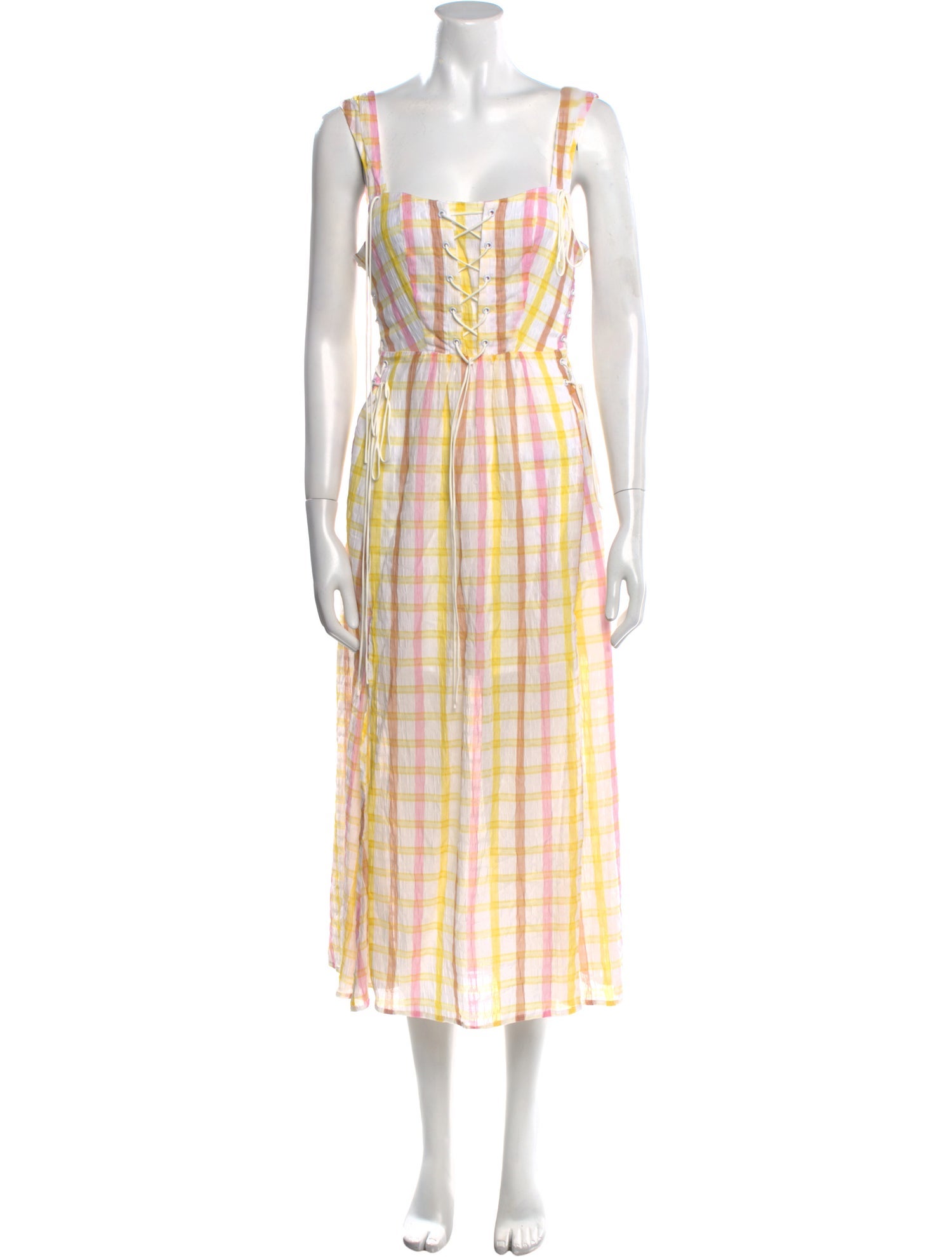 For Love & Lemons Plaid Print Long Dress