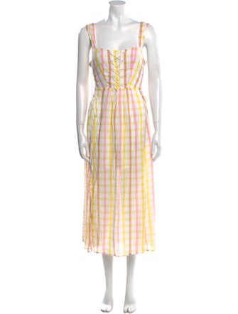 For Love & Lemons Plaid Print Long Dress