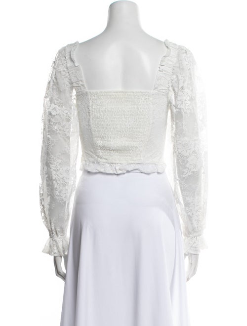 For Love & Lemons Square Neckline Long Sleeve Crop Top