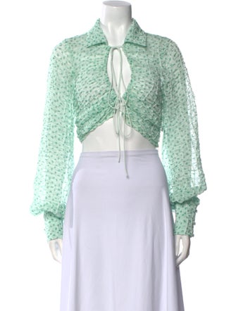 For Love & Lemons Polka Dot Print Plunge Neckline Crop Top