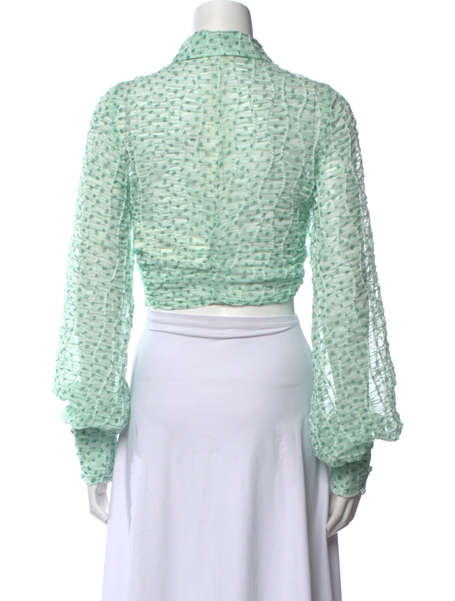 For Love & Lemons Polka Dot Print Plunge Neckline Crop Top