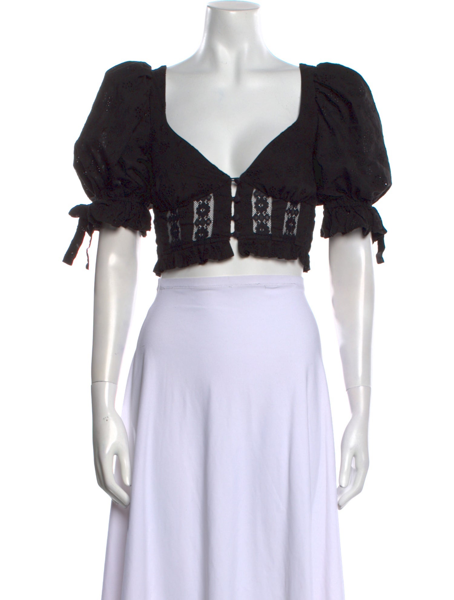 For Love & Lemons V-Neck Short Sleeve Crop Top