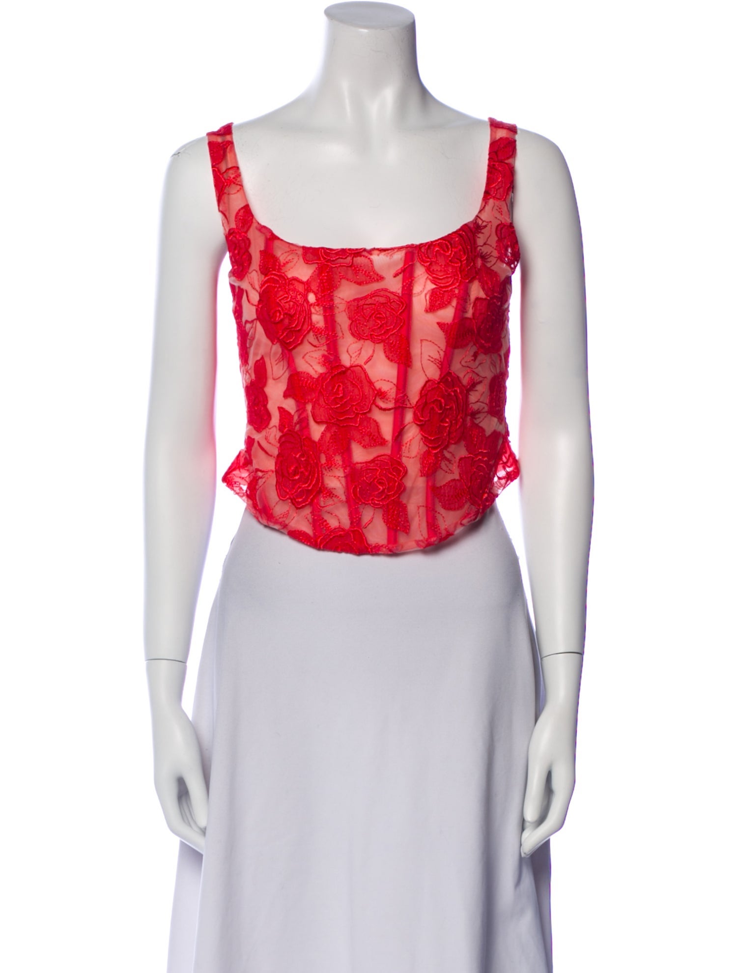 For Love & Lemons Floral Print Square Neckline Crop Top