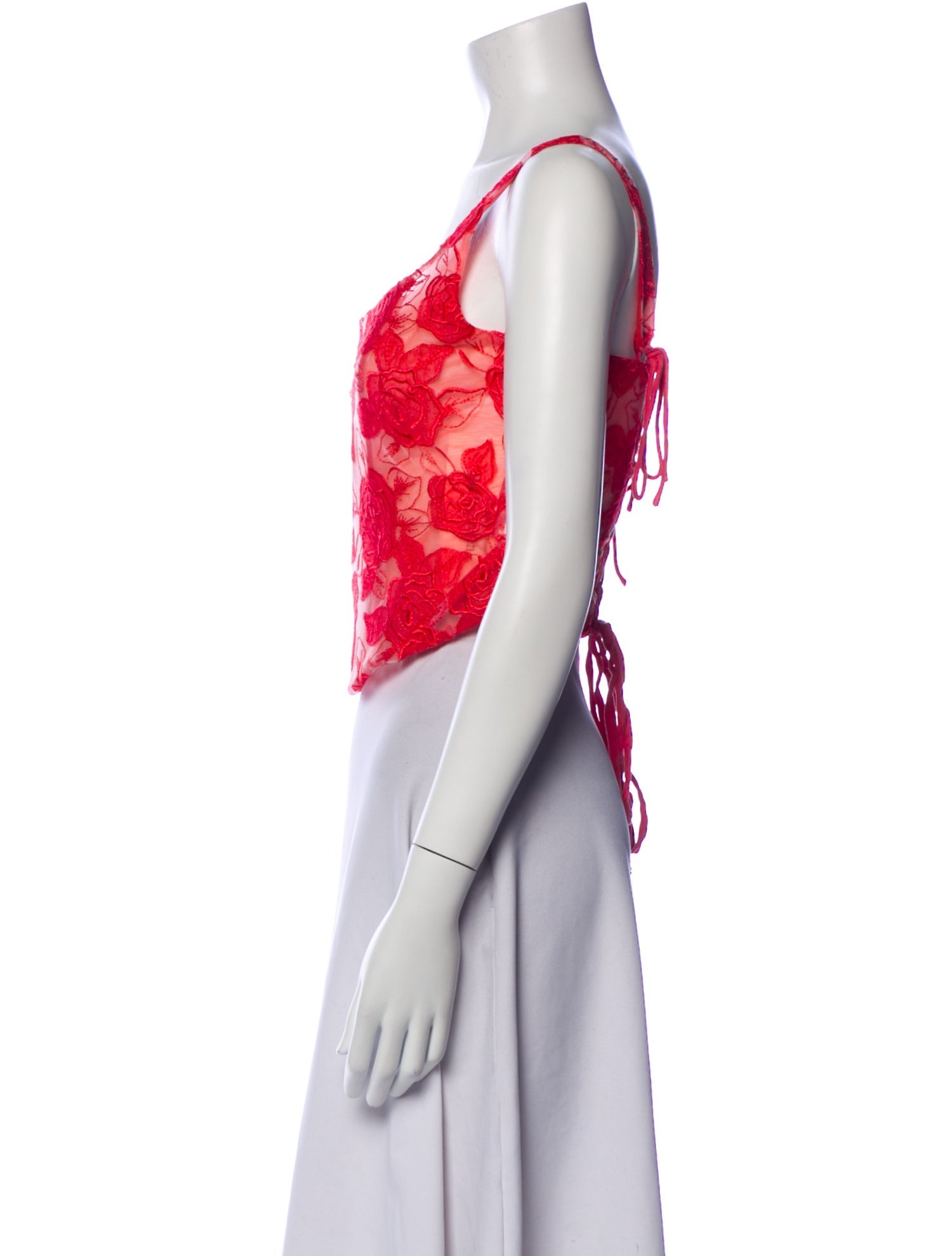 For Love & Lemons Floral Print Square Neckline Crop Top