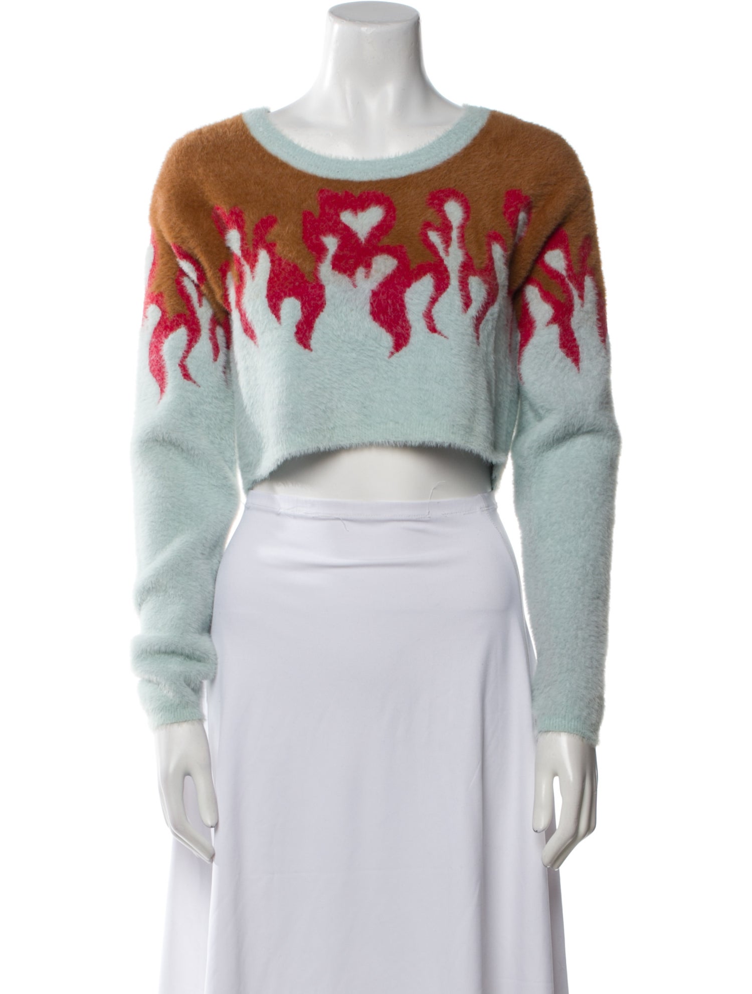 For Love & Lemons Printed Crew Neck Sweater