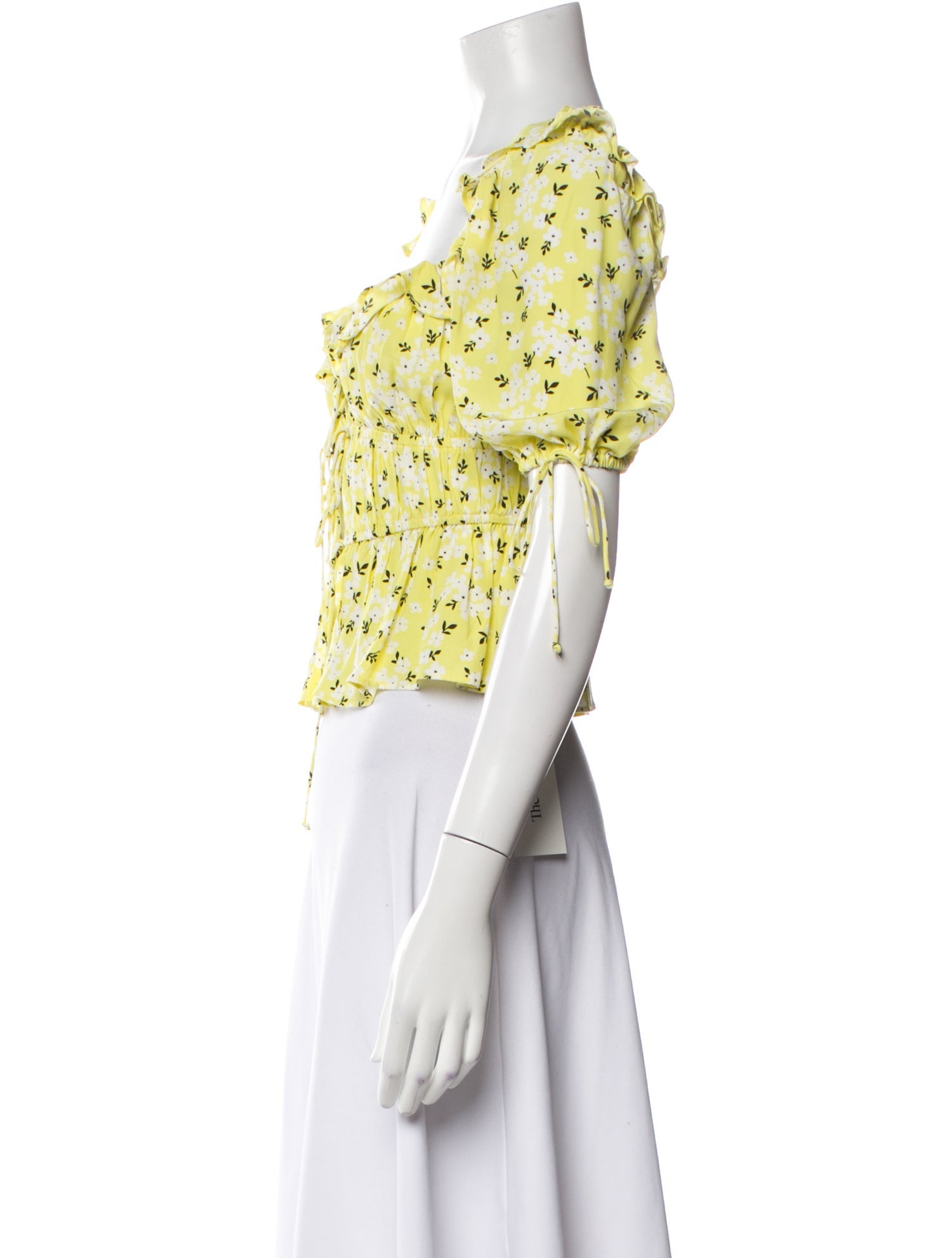 For Love & Lemons Floral Print Square Neckline Crop Top