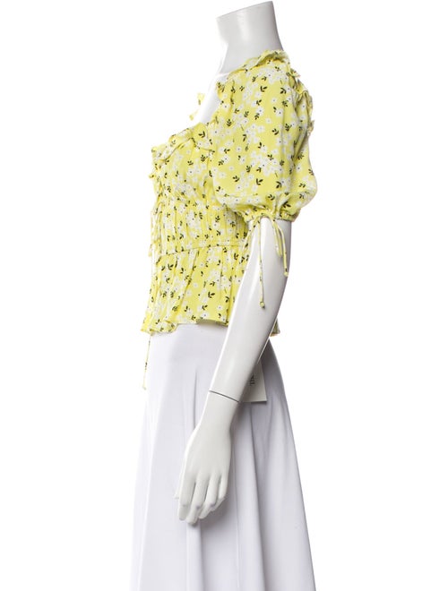 For Love & Lemons Floral Print Square Neckline Crop Top