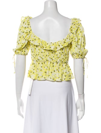 For Love & Lemons Floral Print Square Neckline Crop Top