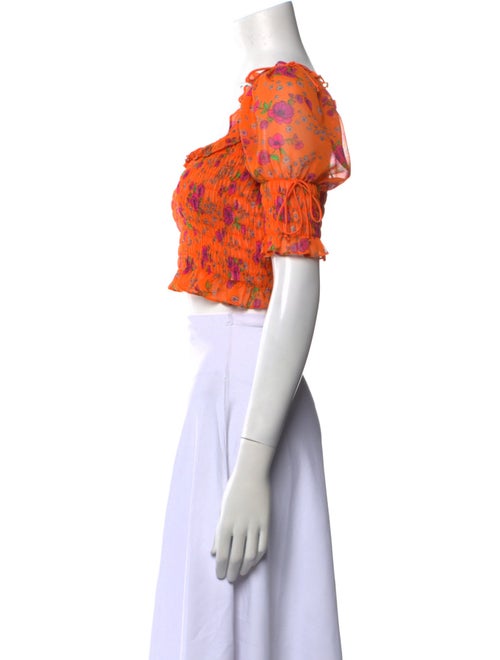 For Love & Lemons Floral Print Square Neckline Crop Top