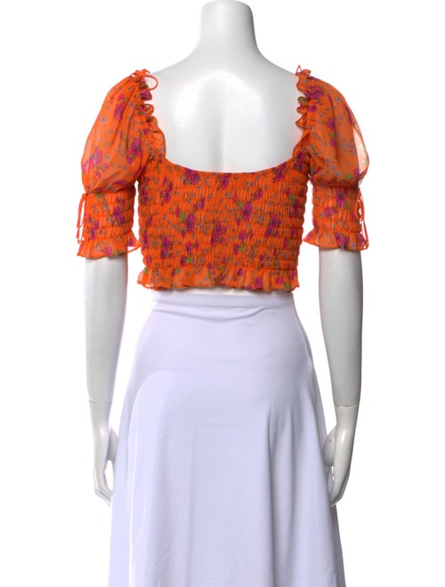 For Love & Lemons Floral Print Square Neckline Crop Top