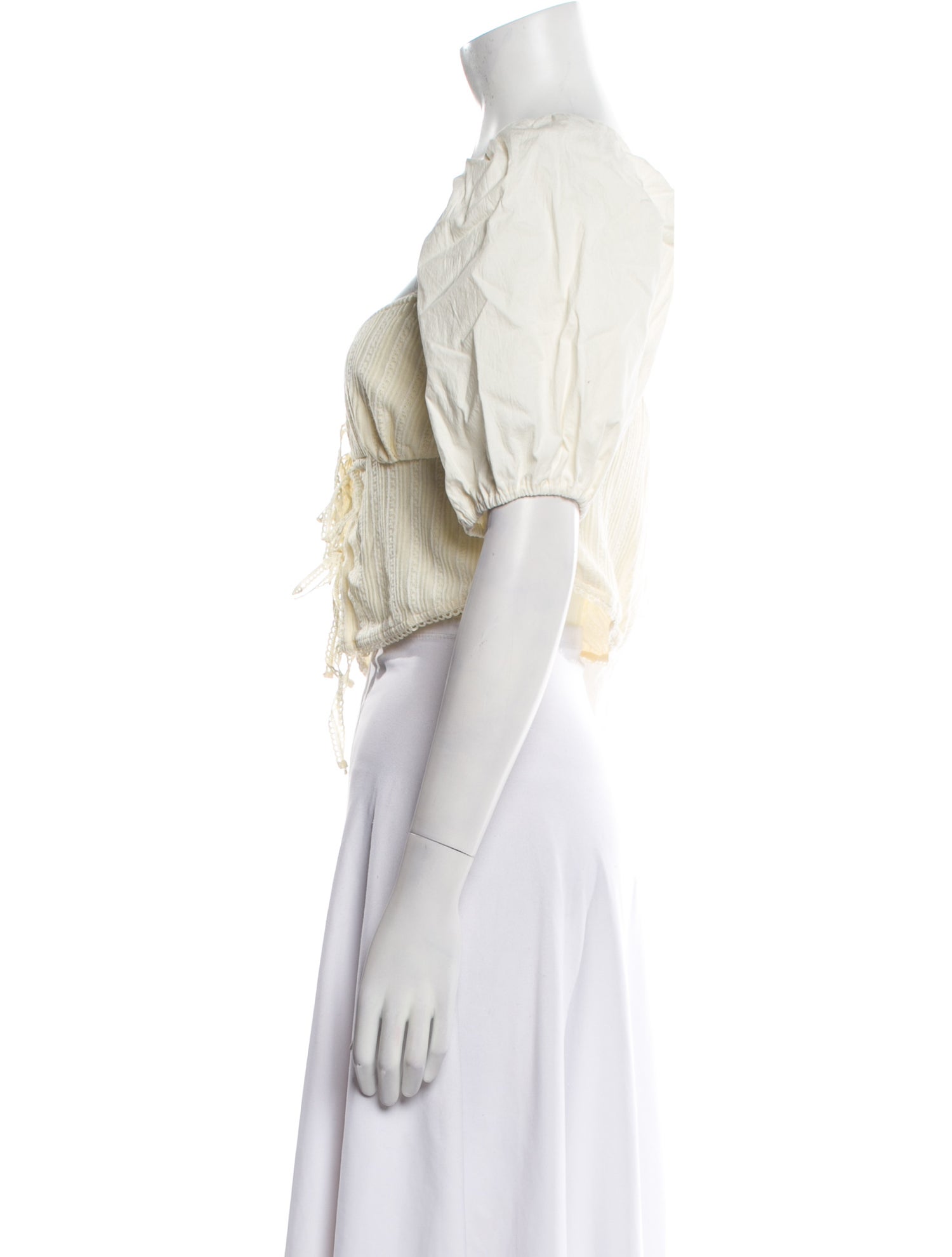 For Love & Lemons Square Neckline Short Sleeve Crop Top