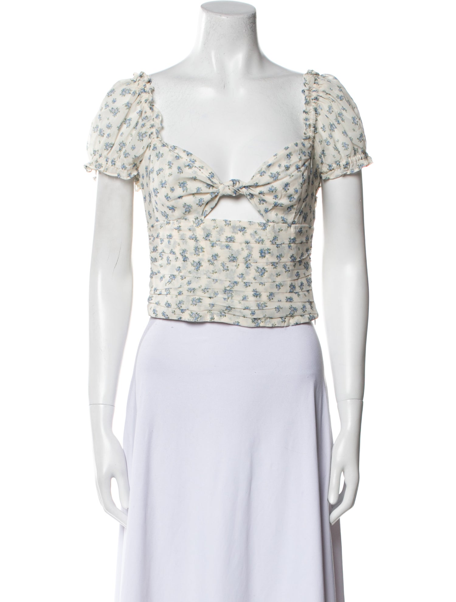 For Love & Lemons Floral Print Square Neckline Crop Top