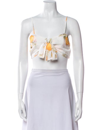 For Love & Lemons Printed Square Neckline Crop Top