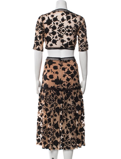 For Love & Lemons Printed Mesh Accents Skirt Set
