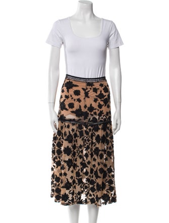 For Love & Lemons Printed Mesh Accents Skirt Set