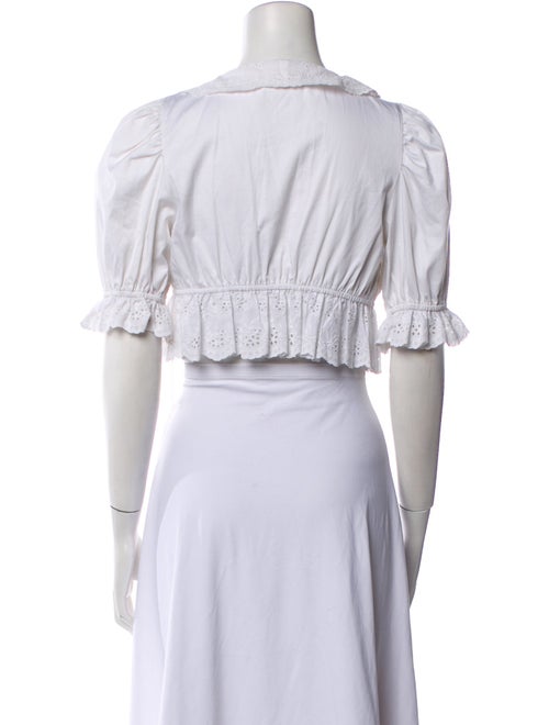 For Love & Lemons V-Neck Three-Quarter Sleeve Crop Top