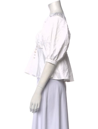 For Love & Lemons Square Neckline Three-Quarter Sleeve Crop Top