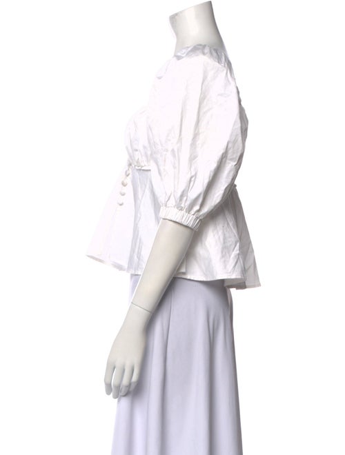 For Love & Lemons Square Neckline Three-Quarter Sleeve Crop Top