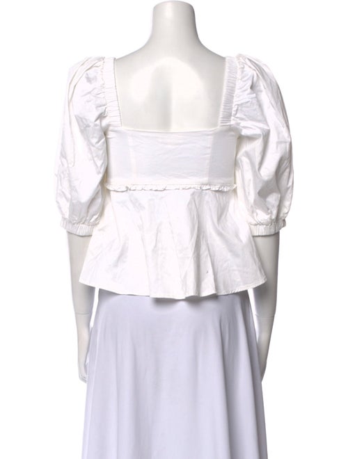 For Love & Lemons Square Neckline Three-Quarter Sleeve Crop Top