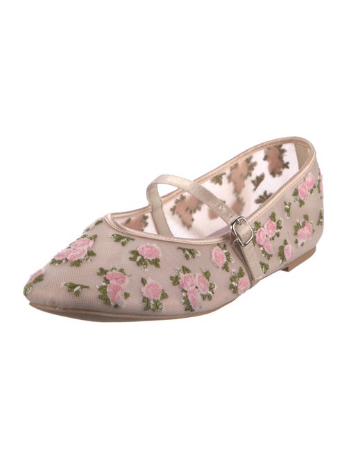 For Love & Lemons Mesh Floral Print Mary Jane Flats